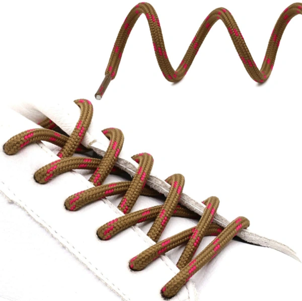 GRAH SANGRAH® (2 Pair) Shoelaces for Hiking Shoes, Outdoor Walking Sneakers, Outdoor Hiking, Climbing, Basketball, Work Boot, Running , Sport Shoes - 120 cm, Light Brown Rose Red
